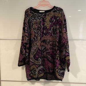 Vintage Sweater Sz L With Metallic Threading